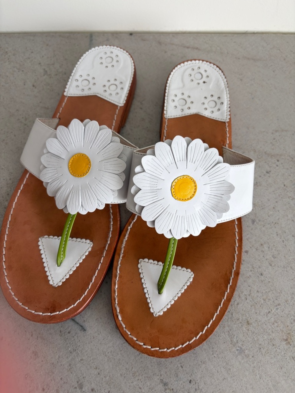 Steven Salario White Leather Daisy Sandals Size 10